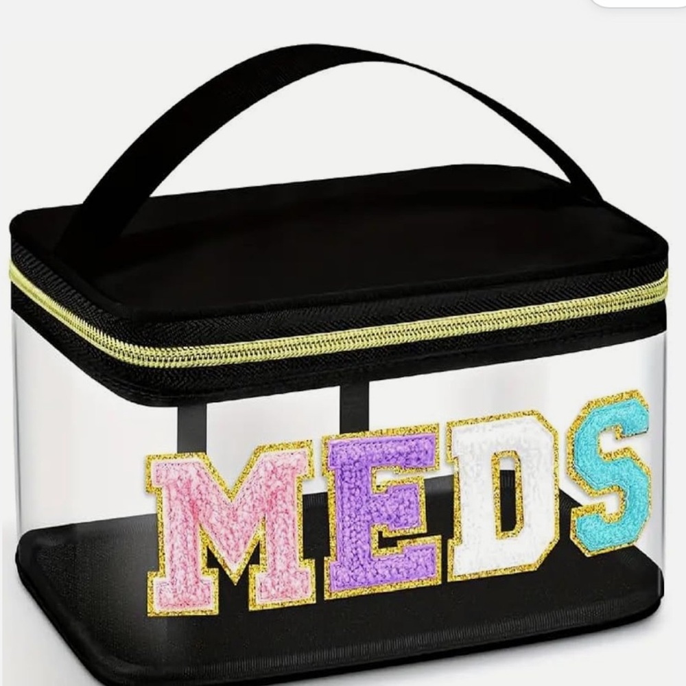 Clear MEDS Travel Case with Colorful Lettering